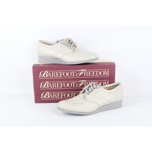 NOS Vtg 90s Streetwear Womens 7.5 2A Leather Platform Shoes Sneakers Gray USA